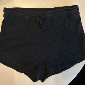 TNA Black Waffle-Knit Athletic Lounge Shorts